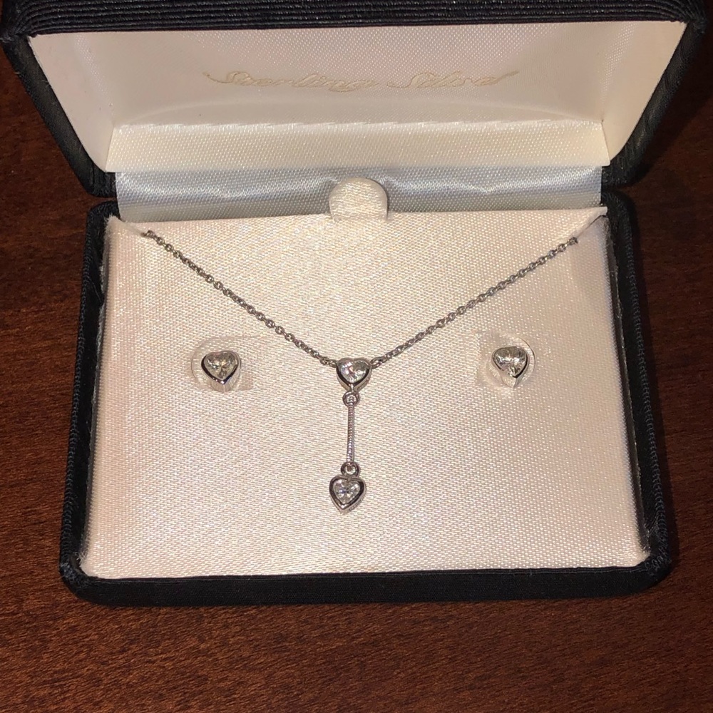 Sterling silver necklace and earrings set